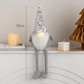 50cm glowing Christmas gnome with sequin hat and grey felt body for festive tabletop decor - Large Silver Light-up Long Leg Gnome