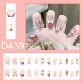 Long trapezoidal press-on nails with pink gradient, resin bows and pearl heart accents - 24 Pcs/Set / Gradient Pink Bow Pearl Heart Style (D439)