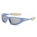 Occhiali da sole retrò Y2K con montatura azzurra e lenti grigio scuro - Blu