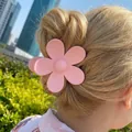 Minimalist matte pink flower hair claw clip with a five-petal design for women - 7cm / Pink