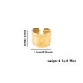 Irregular geometric 18k gold plated stainless steel open ring with textured details - Adjustable Open / Relief Dot Woven Texture Ring (TYGR0054)