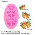 Pink silicone mold with Christmas bell and holly leaf shapes for DIY cake decorating - 1# Christmas Bells / Pink