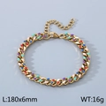 Buntes Emaille-Panzerarmband in Gold-Finish mit Abmessungen von 180x6mm - Bunter Punkt Panzerketten-Stil (KB190828-Z)