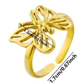Detailweergave met afmetingen van de vlinderring in goudkleurig roestvrij staal - Verstelbaar Open / Goud (J657-G)