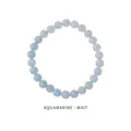 Macro detail of natural light blue aquamarine beaded bracelet with round translucent stones - Aquamarine Style (WB335)