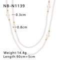 Details einer 18K vergoldeten Kette mit 0,3 cm und 0,8 cm Perlen- und Perlenmaßen - Mehrlagiger Goldperlenstil (NB-N1139)