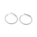 Silver twisted rope hoop earrings for women made of textured metal in a classic round style - 30*2mm Silver (KE98773-KFC)