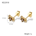 Orecchini a lobo in argento S925 dorato con pietre di zircone marrone e lilla - Stile 2 Oro