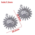 Polished silver sun face pendant for DIY jewelry, size 23.2mm by 20.2mm with 1.5mm hole - 23x20mm Steel Color