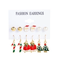 Christmas earring set of 6 pairs featuring Santa Claus, tree, and bell holiday designs - Christmas Bell and Tree Set (MS940-12)
