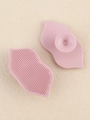 Pink silicone lip scrubber brush with soft bristles and suction cup handle for facial care - Smoky Pink
