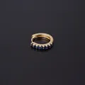 Golden huggie earring with seven round-cut blue cubic zirconia in a prong setting - Dark Blue Zirconia (323-7#)