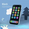 Black educational toy phone for toddlers with colorful touchscreen music icons - With Battery / Black