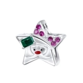 Christmas Santa Claus star bead in S925 sterling silver with green gem and pink stones - 925 Sterling Silver / Santa Claus Figure (PC1741)
