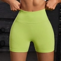 High-waist seamless compression yoga shorts in vibrant neon green for fitness and running - S / Neon Green