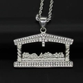 Collar con colgante de La Última Cena estilo hip-hop en acabado plata y cristales - Color Acero