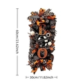 Vertical Halloween Boo wreath with orange ribbons and spiders, size 60cm by 30cm - 60x23cm