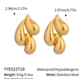 Detail view of 18K gold teardrop earrings with dimensions and material specifications - Water Drop Splicing Style (YYE023718)