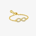 Adjustable golden infinity chain ring featuring minimalist micro-set cubic zirconia accents - Infinity / 18K Gold