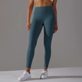 Dunkelblaue High-Waist Yoga-Leggings aus doppelseitig gebürstetem matten Funktionsstoff - XS / Tiefblau
