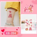 Tatuajes temporales de purpurina rosa con oso de peluche y flecha de amor, estilo EG-204 - EG-204 (Pegatina de Tatuaje con Purpurina)