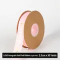 Pink grosgrain ribbon with gold stamped 'Love is Eternal' text, 2.5cm x 30 yards roll - 2.5cm Wide x 30 Yards Long / Light Pink