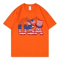 T-shirt orange oversize en coton avec imprimé drapeau USA et coupe décontractée - Orange