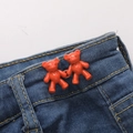 Adjustable orange bear waist buckles for jeans to reduce waistline size on denim pants - Screw Back Large / Coral Orange