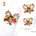 Christmas candy cane napkin ring in gold metal with red and white enamel details - Candy Cane with Bow (3)
