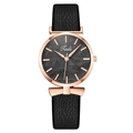 Fashion women's watch featuring a rose gold bow detail and black leaf pattern dial - Black