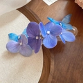 Pince à cheveux fleurie en tissu violet et bleu avec papillons et perles élégantes - 23# Pince à cheveux acrylique papillon bleu violet