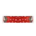 Red Christmas table runner featuring festive snowman, reindeer, and Merry Christmas print - J-JY39 3-Doll Table Runner