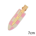 Pink and creamy white checkered acetate hair clip with gold metal base, 7cm length - 107# 7cm Pink White Checkerboard