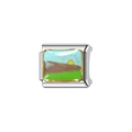 Detail of stainless steel charm with colorful enamel landscape design for DIY bracelet - Y1 (Natural Scenery)