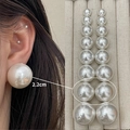 Minimalist 2.2cm oversized creamy white pearl stud earrings with s925 silver needles - 3875-2.2cm Pearl Stud