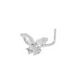 Makroaufnahme von Schmetterling Bauchnabelpiercing mit marquiseförmigen Zirkonia-Steinen - Silberner Schmetterling (K-992)