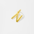 Detailed view of a gold-plated letter N pendant necklace with polished finish - Letter N / 925 Silver