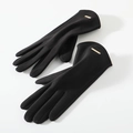Women's black thermal winter gloves with gold metal plate and soft fleece lining - One Size / 178 Black