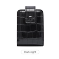 Mini PU lipstick case with mirror and dark night black crocodile leather texture - Black