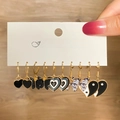 Gold 5 Pairs Set (Black Series/Butterfly/Heart)(HS739-27)