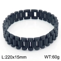 Bracciale classico da uomo in acciaio inossidabile nero opaco stile cinturino orologio - 22cm*15mm (KB167056-K) / Nero