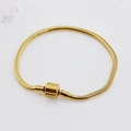 Elegant 18K gold-plated titanium snake bone bracelet with a secure cylindrical clasp - Gold Cylinder Clasp