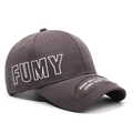 Casquette vintage en coton gris foncé avec broderie FUMY et slogan sur la visière - Réglable / Gris