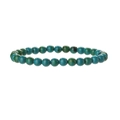 Bracelet élastique en pierres naturelles œil de tigre bleu-vert de 6mm sur fond blanc - Chrysocolle