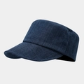 Berretto stile equestre in lino blu scuro con trama in tessuto vintage traspirante - Regolabile / Blu navy