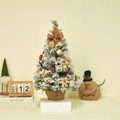 Mini sapin de Noël floqué de 60cm avec ornements dorés et base en toile de jute de table - 60cm Or Style Original