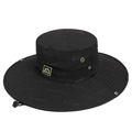 Black wide brim outdoor sun hat with SUPPLEX tag and adjustable chin strap - Adjustable / Black