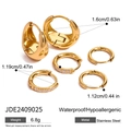 Three-piece set of golden stainless steel hoop earrings with size specifications - Gold 3-Pair Earring Set (JDE2409025)