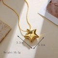 Polished gold star pendant necklace in stainless steel, 3.2cm size with 10.5g weight - Necklace / Gold