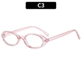 Occhiali ovali vintage minimalisti con montatura in resina rosa trasparente, C3 - Rosa trasparente